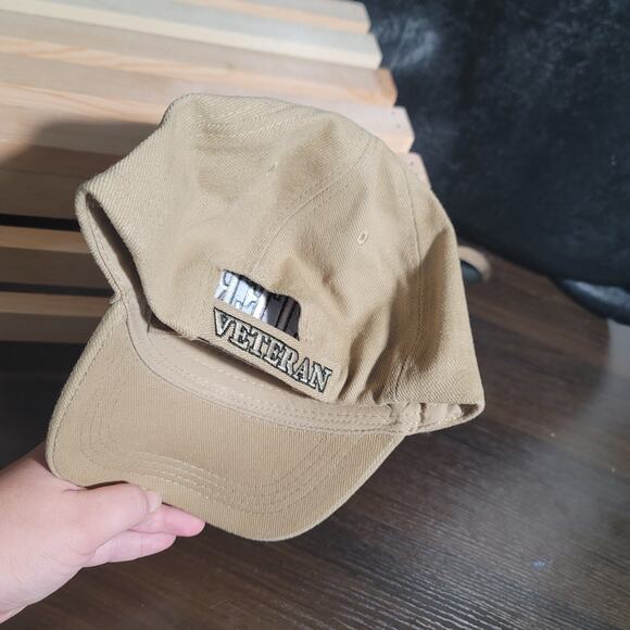Veteran Letters Khaki Beige Cotton Adjustable Embroidered Cap Hat CP00806 - Picture 5 of 6
